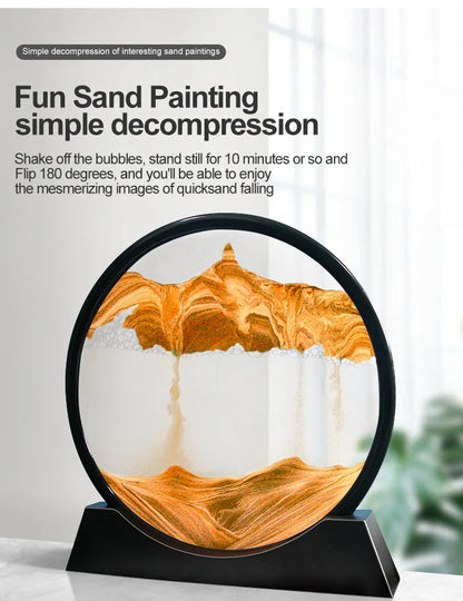 3D Moving Sand Art Picture Round Hourglass sand Painting