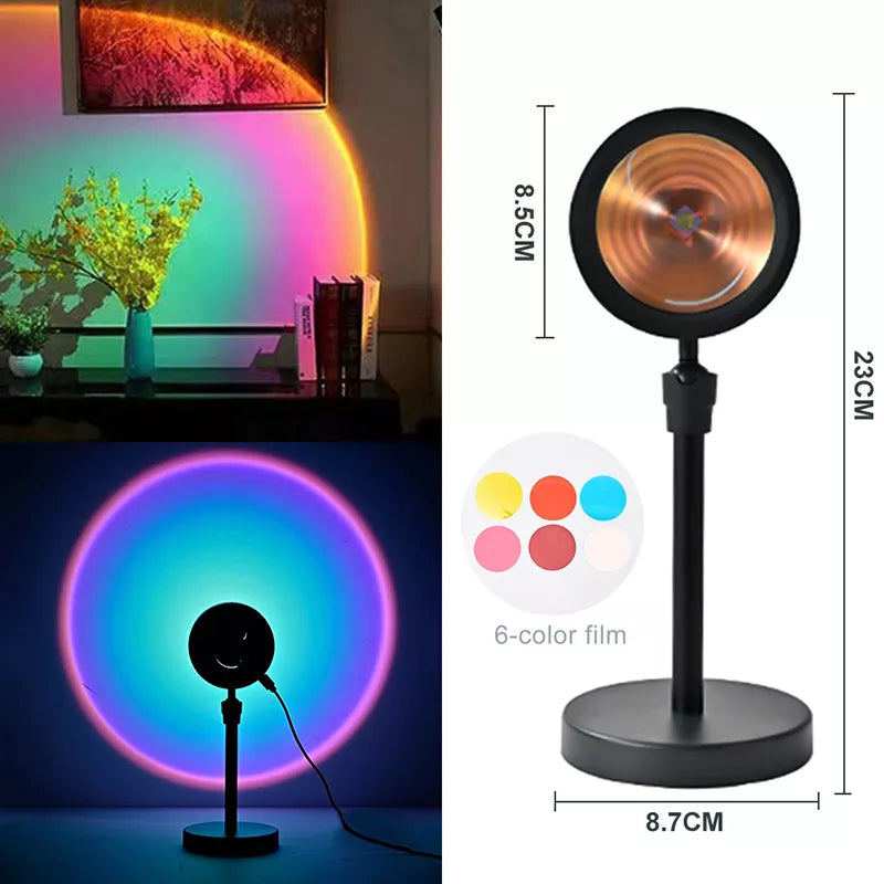 Sunset Lamp Projection Led Lights With Remote And Adjustable Rod, 16 Colors Night Light, LED Sunset Projection Lamp