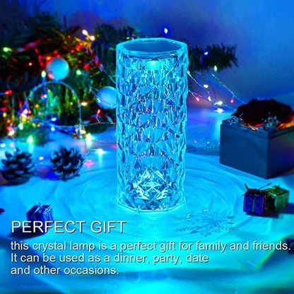 LED Crystal Table Rose Lamp Light Projector 3/16 Colors Touch RGB Adjustable Diamond Atmosphere Light USB Touch Night Light