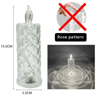 LED Crystal Table Rose Lamp Light Projector 3/16 Colors Touch RGB Adjustable Diamond Atmosphere Light USB Touch Night Light